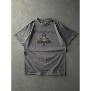 Vintage 1990s Far From Broke Shopping Addict Wild Oats Dyed Grey T-shirt L